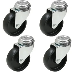 4 - 75mm Nylon noir roulettes pivotantes 3" pour usage intensif^Parnells Hot