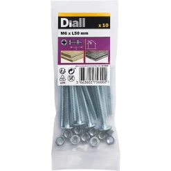 10 boulons poêlier tête plate 6 x 50 mm^Diall Discount