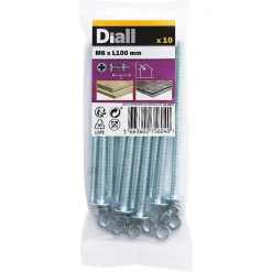 10 boulons poêlier tête plate 6 x 100 mm-Diall Clearance