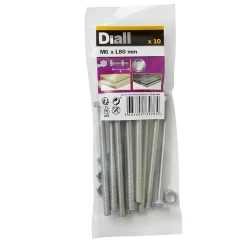 10 boulons tête héxagonale inox 6 x 80 mm^Diall Hot