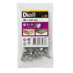 10 boulons tête héxagonale inox 6 x 16 mm-Diall Outlet