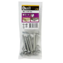 10 boulons tête héxagonale inox 6 x 45 mm^Diall Online