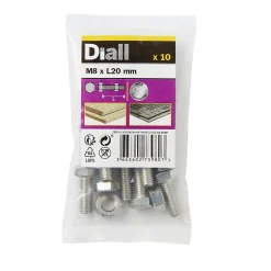 10 boulons tête héxagonale inox 8 x 20 mm-Diall Online