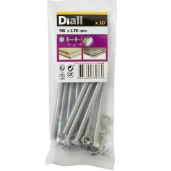 10 boulons tête héxagonale inox 6 x 70 mm^Diall Online