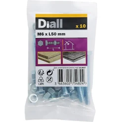 10 boulons tête héxagonale zingué 6 x 50 mm-Diall Hot