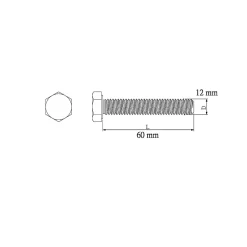 10 boulons tête héxagonale zingué 12 x 60 mm-Diall Online