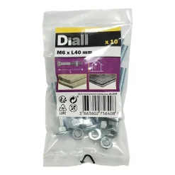 10 boulons tête ronde collet carré 6 x 40 mm^Diall New