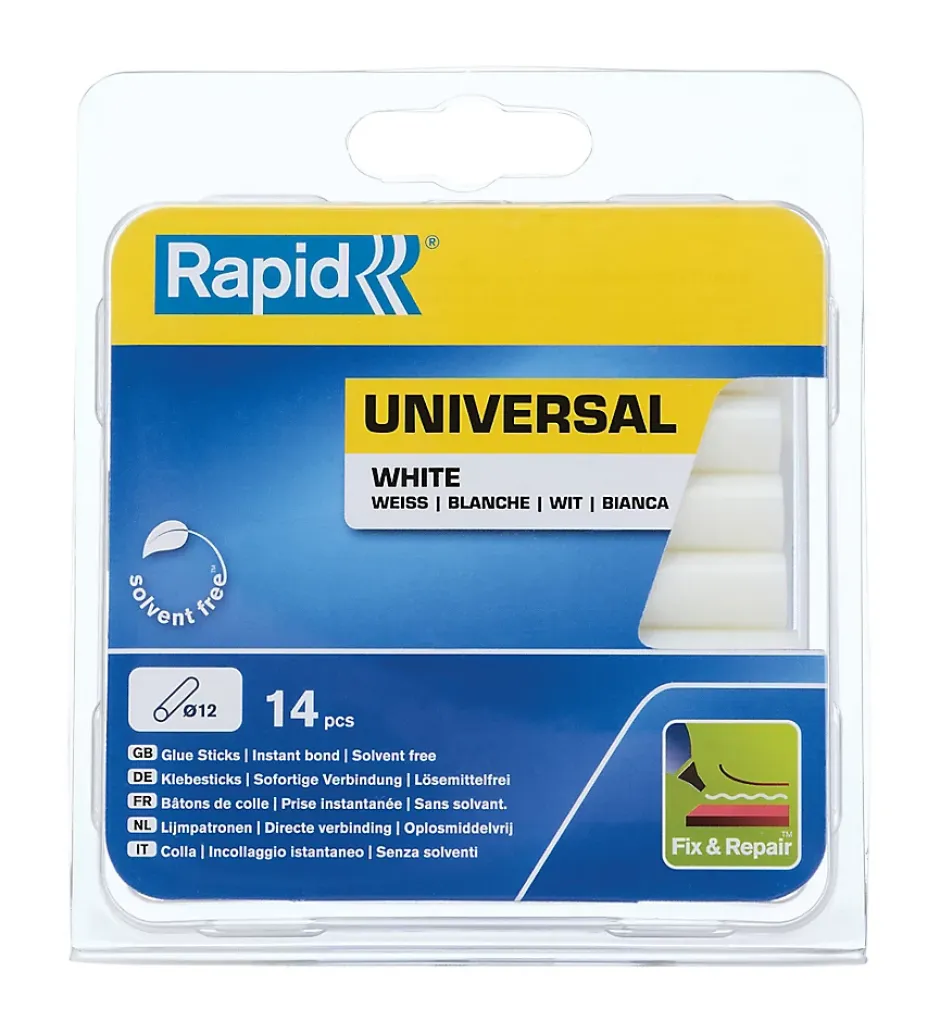 14 Bâtons de colle blanche universelle 12 mm 125 G-Rapid