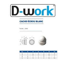 200 Cache-Ecrous Blanc Clé de 10 - M6 mm - Polyamide -^D-Work Outlet