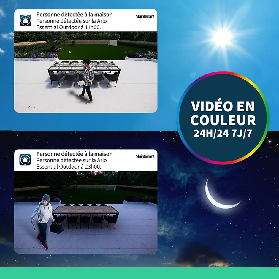 2 caméras de vidéosurveillance extérieures 2K blanches Essential2-Arlo Online