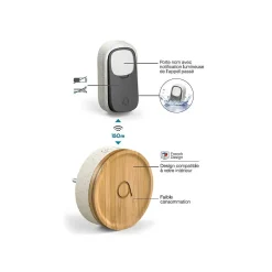 2 Carillons Bamboo et 1 bouton sans fil sans pile Bamboo^Avidsen New