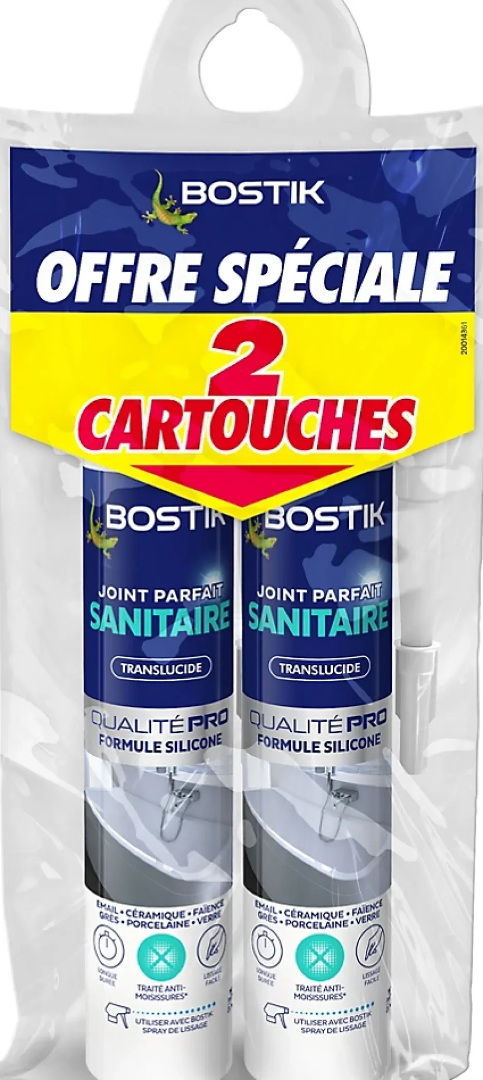 2 cartouches de Joint Parfait sanitaire transparent 280 ml^Bostik Hot