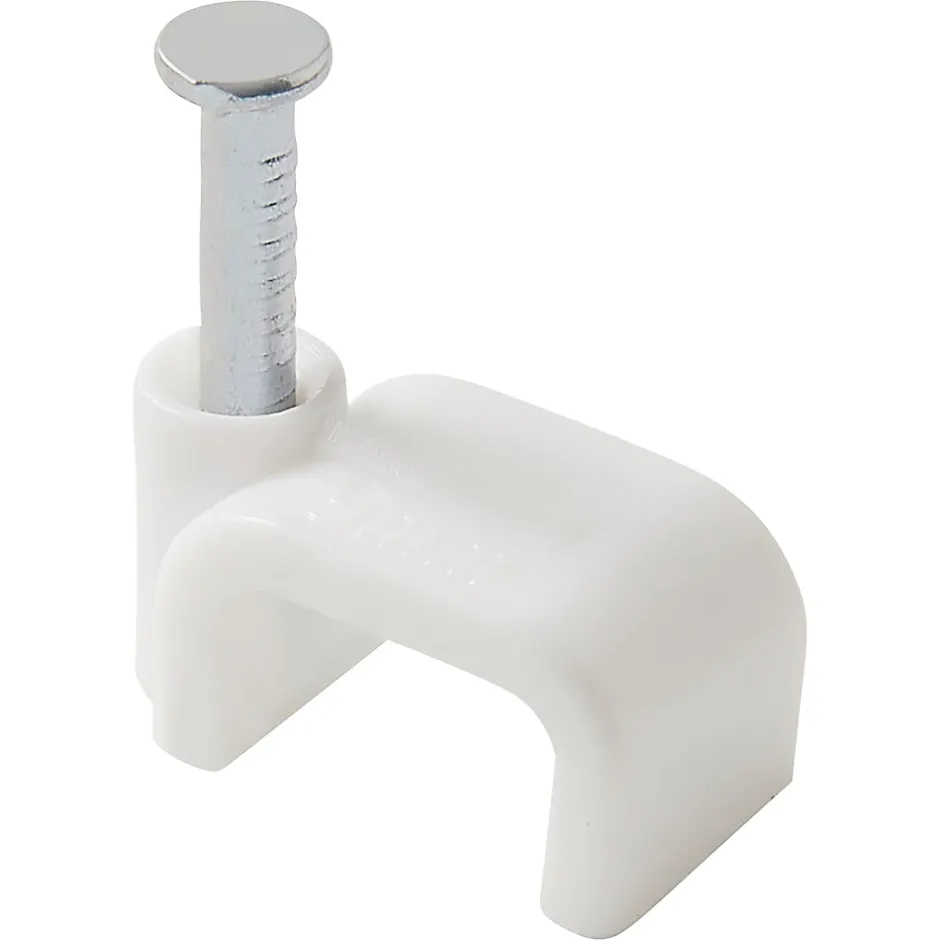 25 cavaliers plats en nylon pour câble de 2 x 0,75 mm² blanc-Diall Clearance