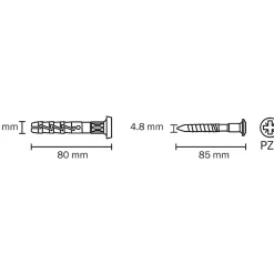 10 chevilles à frapper nylon MSH PZ Ø8x80mm-Diall New