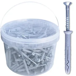 200 Chevilles à Frapper NHS D. 8 x Lt. 60 mm avec Vis Tête Fraisée (en seau) -^D-Work Outlet