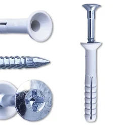 600 Chevilles à Frapper NHS D. 5 x Lt. 35 mm avec Vis Tête Fraisée (en seau) --D-Work Discount