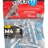 12 chevilles corps creux acier zingué Spyder M4 13mm + vis tête fraisée blanches^Scell-It New