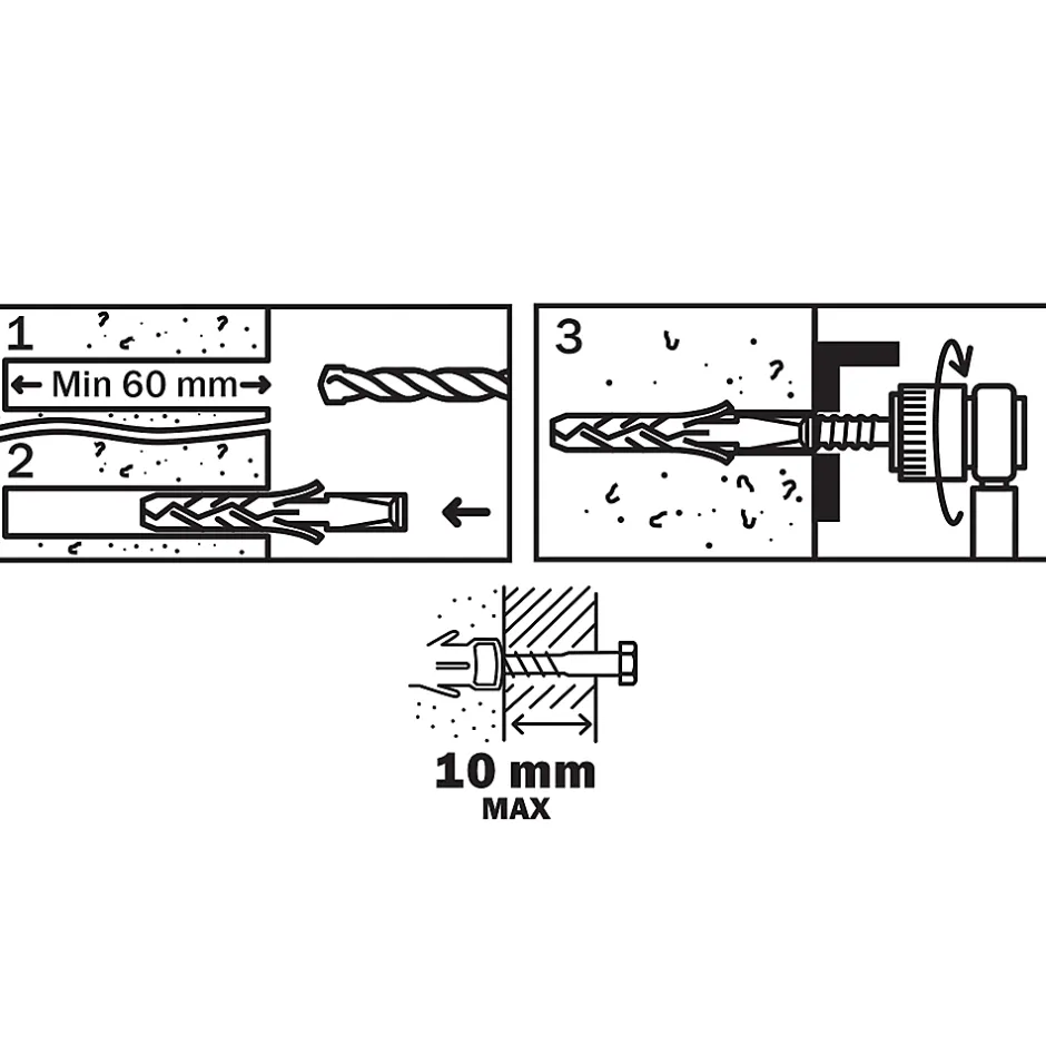25 chevilles nylon CL HX Ø10x50mm^Diall Clearance