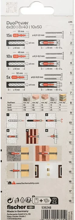 10 chevilles Duopower 3 diam 6-8-10mm sans vis^Fischer Outlet