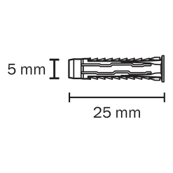 50 chevilles universelles nylon Ø5x25mm-Diall Best