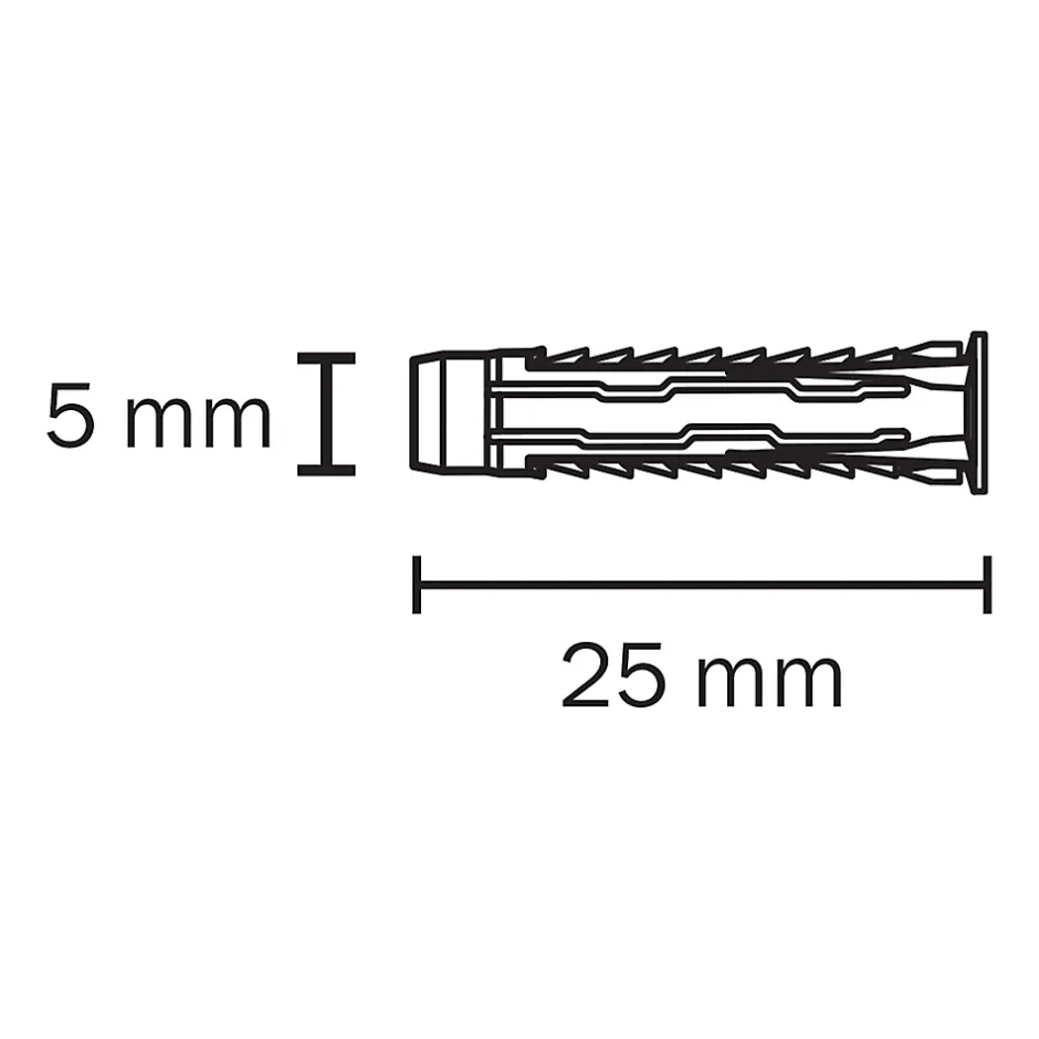 50 chevilles universelles nylon Ø5x25mm-Diall Best