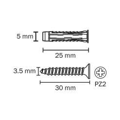 20 chevilles universelles nylon CL PZ Ø5x25mm-Diall