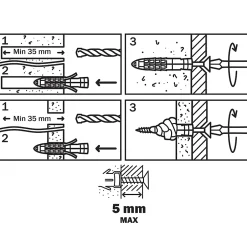 20 chevilles universelles nylon CL PZ Ø5x25mm-Diall