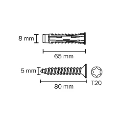 6 chevilles universelles nylon CL Ø8x65mm-Diall Sale