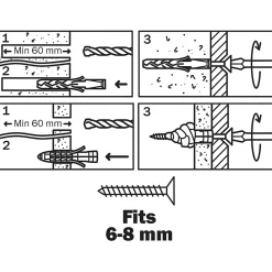 50 chevilles universelles nylon CL Ø10x50mm^Diall Best