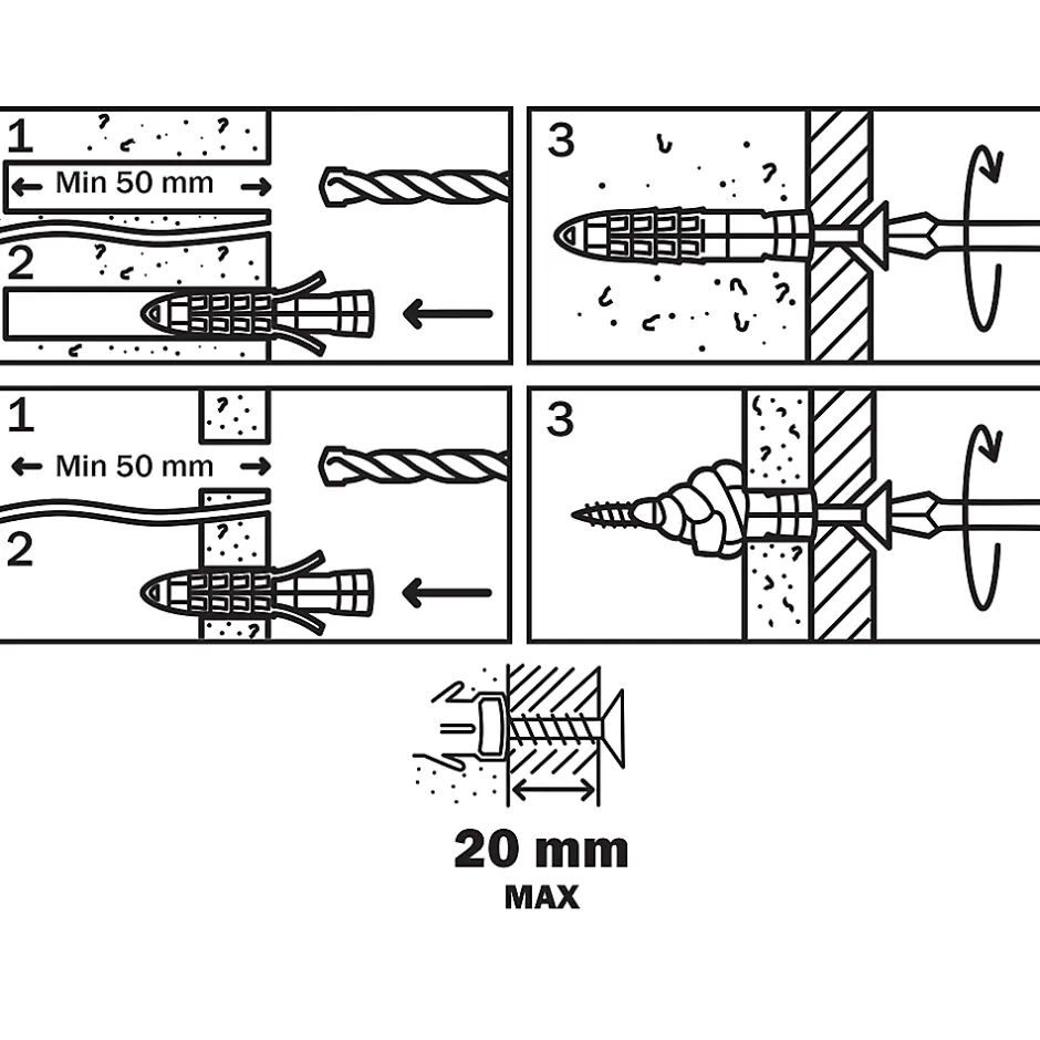 4 chevilles universelles 8x40 mm-Diall Online