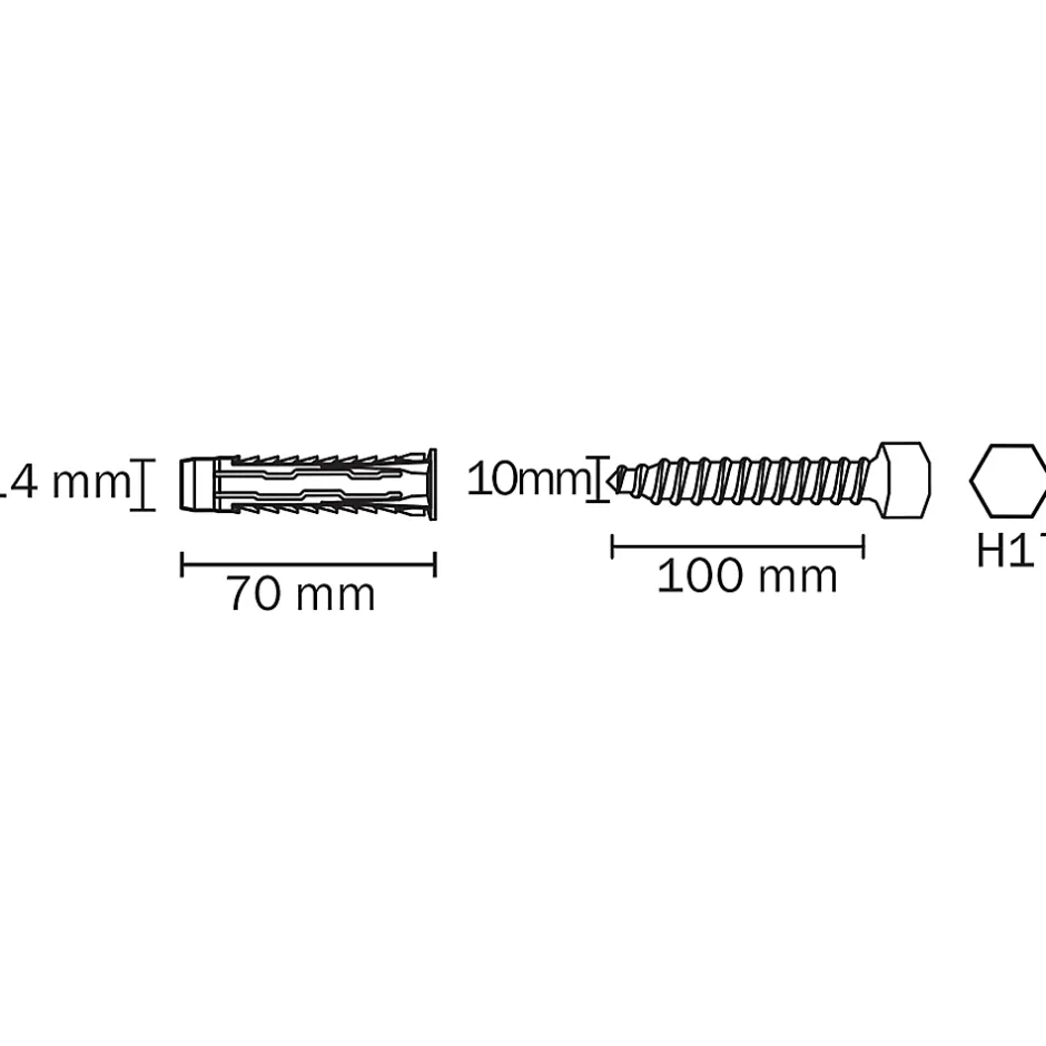 20 chevilles universelles nylon HX Ø14x75mm-Diall Clearance