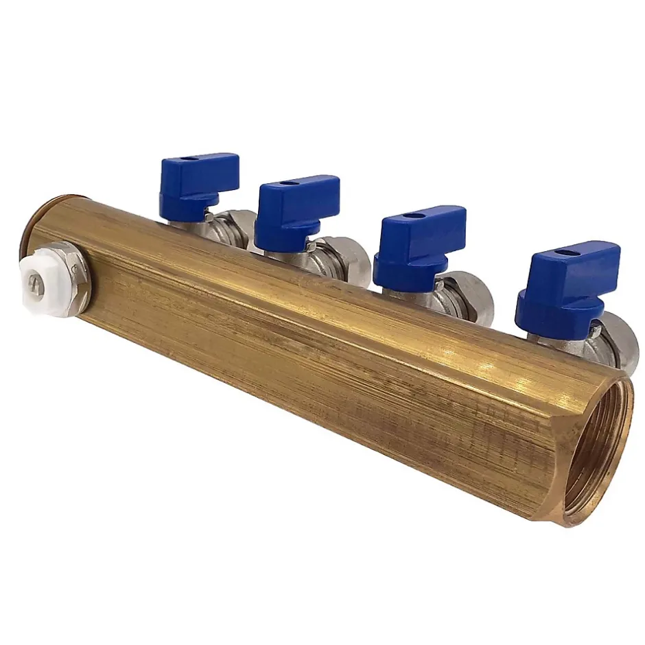 2 collecteurs 4 sorties + 8 vannes + bouchons purgeur + fixations-Monmobilierdesign