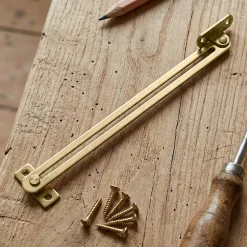 2 Compas coulisseaux à glissière droite/gauche acier laiton L.200 mm x l.17 mm-Diall