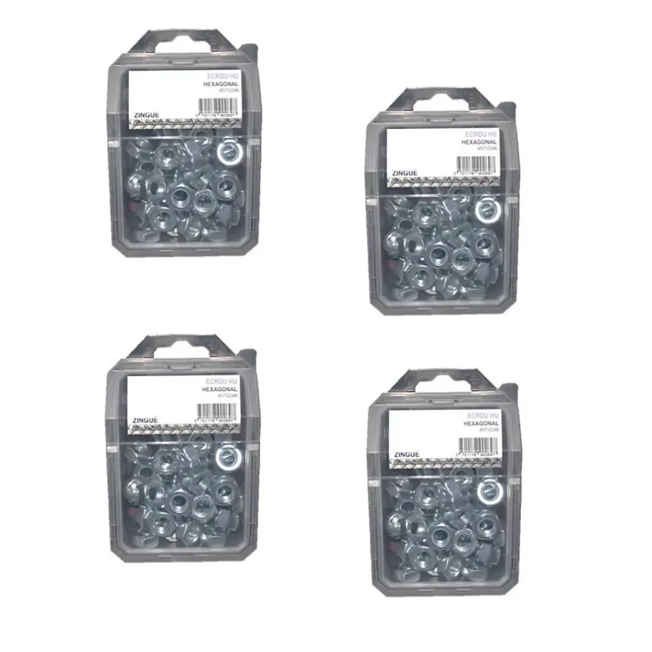 4 Coques de 25 Ecrous Hexagonaux HU M14 mm - 4032 - 8 - Zingué blanc -^D-Work Best