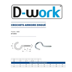 100 Crochets Armoire 5 x 30 mm - NF 25610 - Zingué blanc --D-Work Best