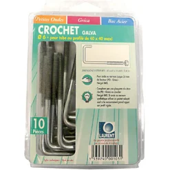 10 crochets galva Ø6 mm pour tube de 40x40 mm^Laurent Fixation Outlet