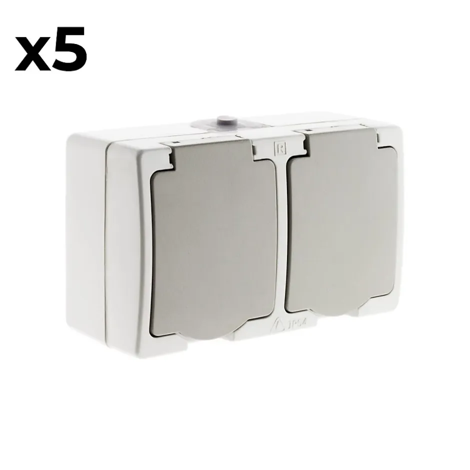 5 doubles prises 2P+T raccordement rapide-Zenitech Online