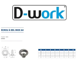 10 Ecrous à Oeil M12 mm - Inox A4 --D-Work New