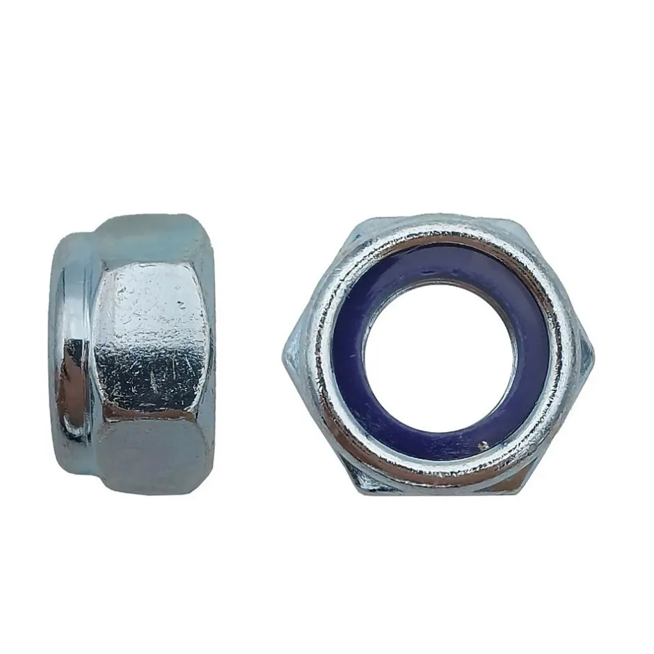 100 Ecrous Freins Indésserrables Bague Nylon M10 mm - DIN 985 - I8I - Zingué blanc -^D-Work Clearance