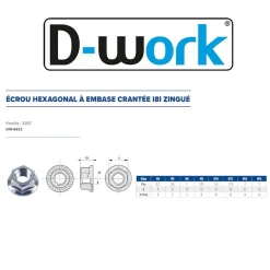 100 Ecrous Hexagonaux à Embase Crantée M10 mm - DIN 6923 - 8 - Zingué blanc -^D-Work New