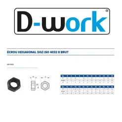 200 Ecrous Hexagonaux HU M4 mm - 4032 - 8 - Brut --D-Work New