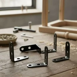 4 Equerres de chaise Acier Noir l.14 x H.25 x P.25 mm-Diall New