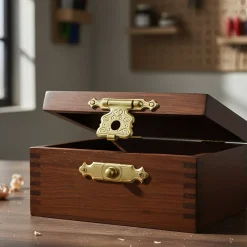 2 fermoirs coffrets Acier laitonné l. 28 mm x H. 17 mm^Diall Clearance