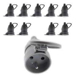 10 fiches femelles clapet 16A 2P+T gris-Zenitech Clearance