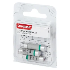 3 fusibles céramique 8.5 x 31.5 mm avec voyant^Legrand New