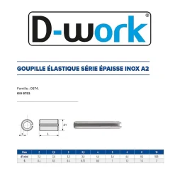 100 Goupilles Elastiques Epaisses D. 3.5 x 8 mm - 8752 - Inox A2 -^D-Work New