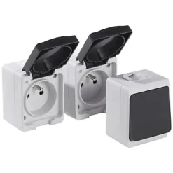 1 interrupteur va-et-vient 10A + 2 prises 2 pôles + terre 16A étanche- Best