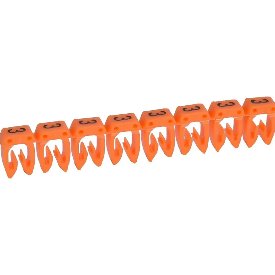 038223 - Boite De 1200 Repères Cab 3 Pour Fils 1,5mm² à 2,5mm² - Marquage Chiffre 3 Orange-Legrand