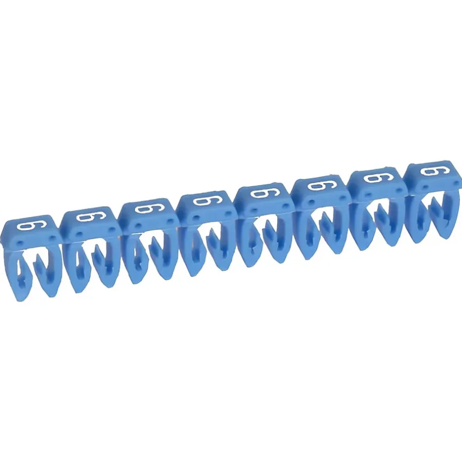 038216 - Boite De 1200 Repères Cab 3 Pour Fils 0,5mm² à 1,5mm² - Marquage Chiffre 6 Bleu^Legrand