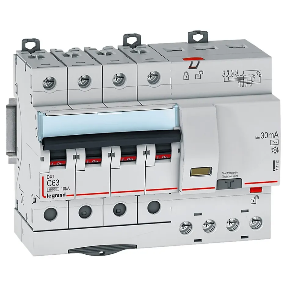 411192 Disjoncteur Différentiel Tétrapolaire 63a - 30ma - Type Ac - Dx36000 - 10ka - 4p^Legrand New